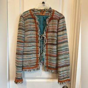 Tory Burch Abageil Yarn Knit Textured Tweed Jacket